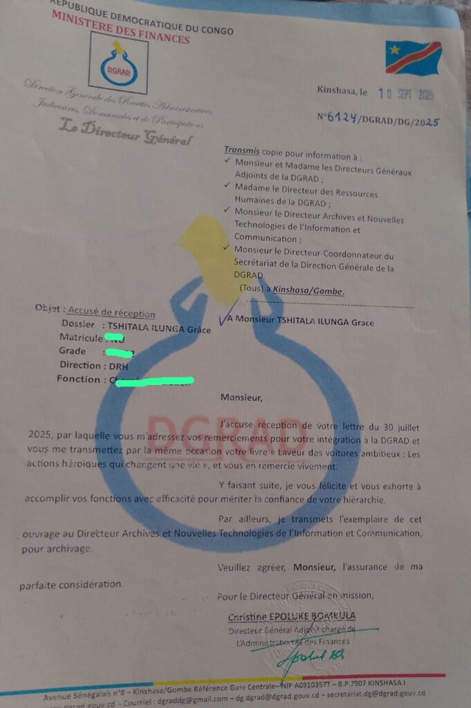 lettre du dg 